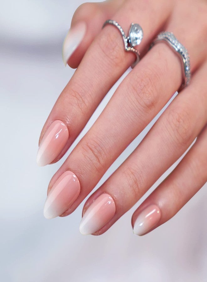 BTArtbox Almond Press On Nails Medium - BTArtbox Soft Gel Ombre Fake Nails with Nail Glue, Semi-Transparent Reusable Glue On Nails in 16 Sizes - 32PCS Stick On Nails Kit, Vanilla Cream Almond - Image 2